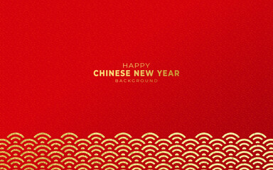 Luxury red and gold chinese new year background featuring gold wave motifs, ideal for lunar new year decorations, and holiday designs. © mei