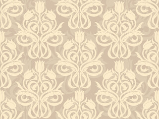 Fototapeta premium Seamless damask and floral presenting ivory vintage background paired with antique fabric for elegant pattern stunning artistic concept projects