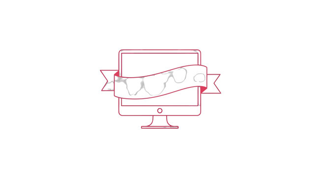 Computer Monitor with Glasses and Ribbon.