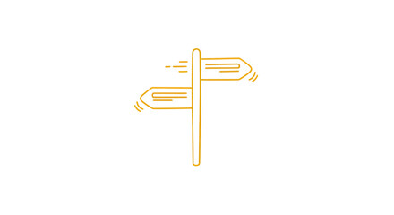 Golden Direction Sign with Three Arrows. © Barusan