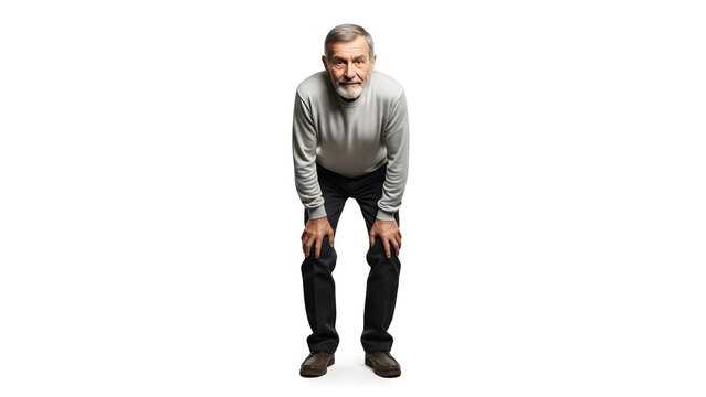 70-year-old man, full figure, detailed facial features, isolated on white.