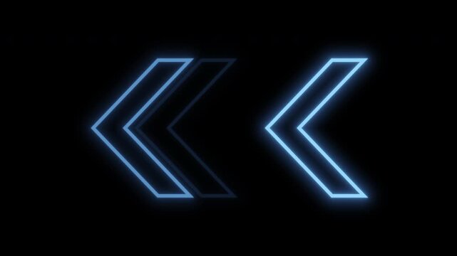 Animated sequence of neon blue arrow icons pointing left, creating a dynamic visual effect suitable for technology or digital themes.