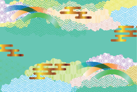 Traditional Japanese Style Decorative Cloud Patterns Background