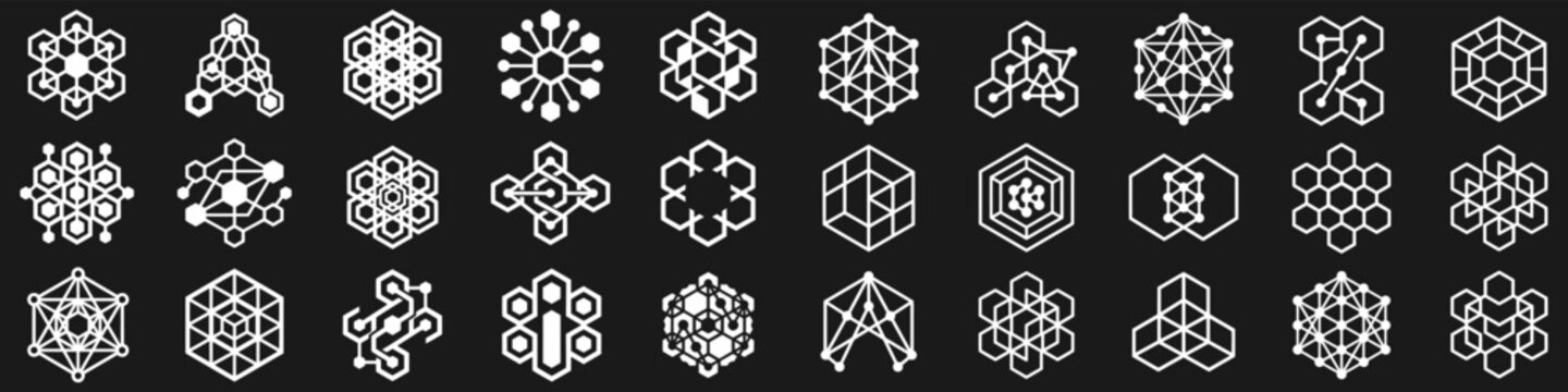 AI Logo Bundle - Abstract Tech Branding Symbols for Digital Innovation, vector illustration