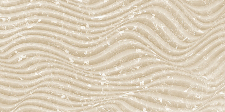 A warm beige 3D abstract texture showcasing flowing waves and intricate marble-like detailing.