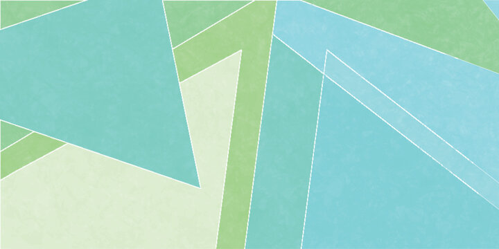 Geometric abstract composition with vibrant light green and blue triangles