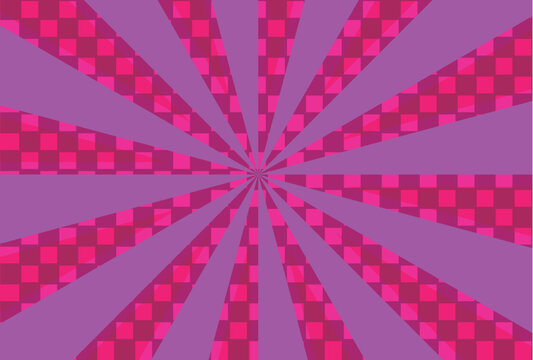 Pink Radial Sunburst Pattern with Checkerboard Background