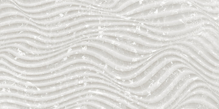 A 3D abstract background featuring smooth, undulating waves with a light grey and white marble texture.