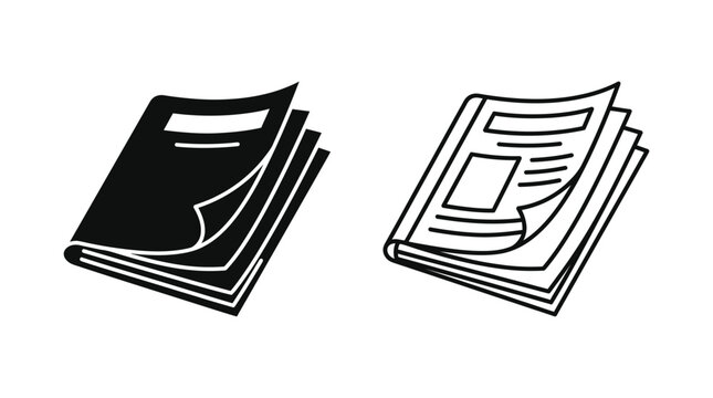 Stack Of Newspapers Black And White Silhouette Illustration