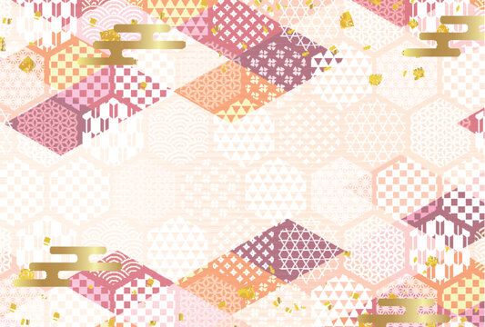 Elegant Japanese Style Pattern with Gold Accents Background