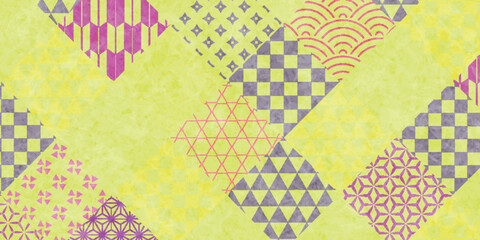 Fototapeta premium Vibrant Yellow Japanese Traditional Pattern Background