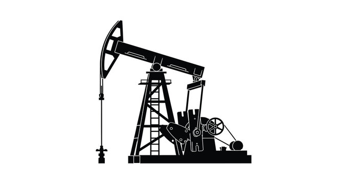 Oil pump jack silhouette a black vector illustration on white background