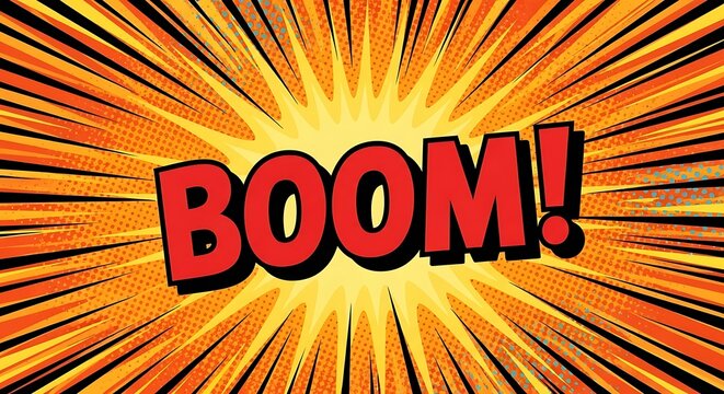Comic Book Style BOOM Explosion Background.