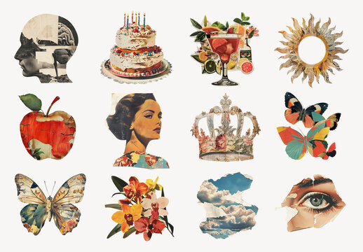 Vintage Collage Art Element Set