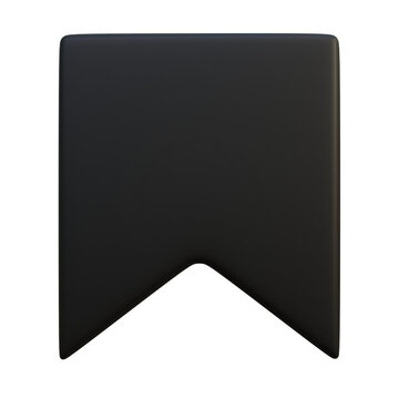Minimalist 3D Matte Black Bookmark Icon for Digital Interface Design and User Saved Content Navigation