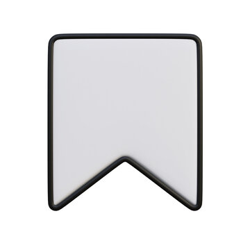 3D Rendered Minimalist White Bookmark Icon With Sleek Black Outline For Digital Interface User Experience Design Elements