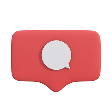 Vibrant three-dimensional social media comment notification icon representing online interaction and feedback in a modern digital communication context