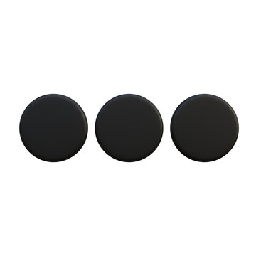Sleek three black circles icon symbolizing an ellipsis for loading states or 'more options' in contemporary digital interface design, conveying simplicity and progress