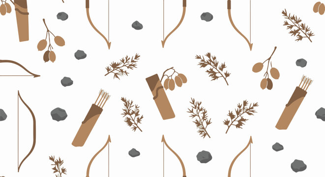 Assorted arrows and natural elements scattered pattern.
