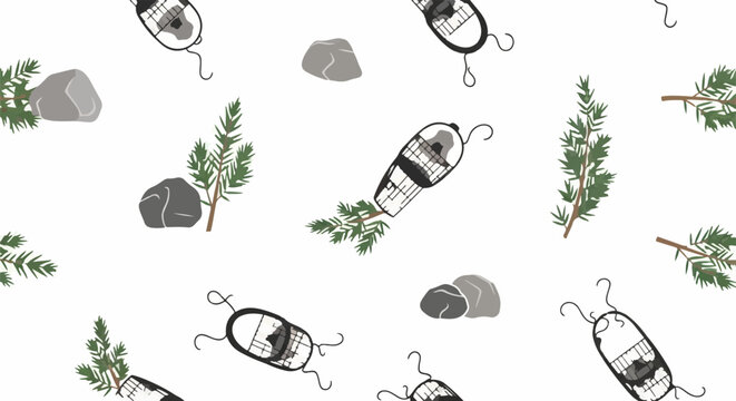 Whimsical cartoon bacteria and herbs pattern design.