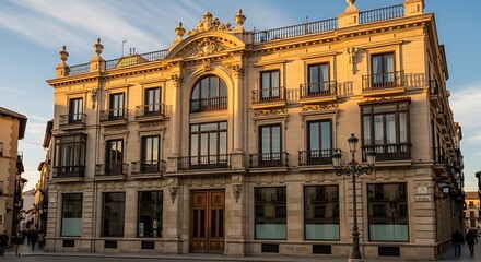Obraz premium Elegant Historic Building with Classic Architecture and Ornate Details.