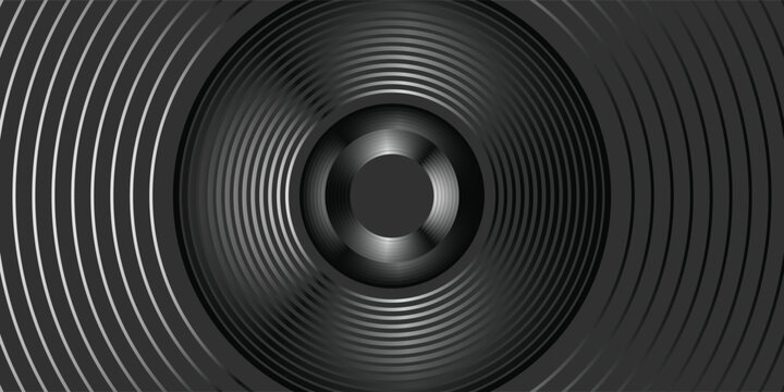 3D silver lines techno abstract background on dark space with glowing circles effect decoration. Modern graphic design element stripes style concept for web, flyer, card, or brochure cover