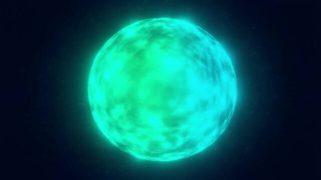 Abstract mystical light plasma fractal of a glowing turquoise energy sphere nebula celestial object, perfect for cosmicthemed designs and backgrounds.