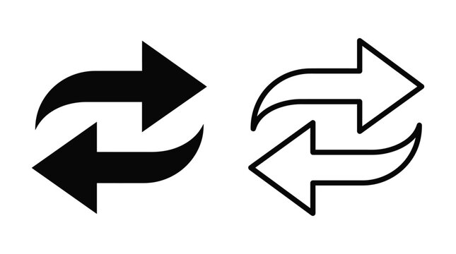 Reciprocal Arrows Icon Black And White Line Art Style