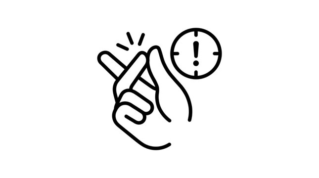 A hand is shown snapping its fingers next to a notification icon and a clock symbol, representing alerts and time.