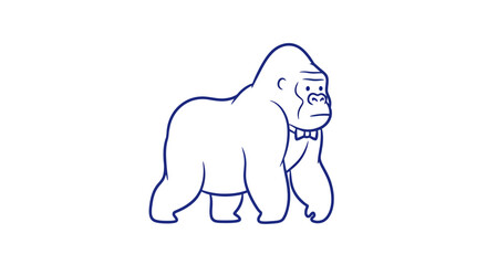 Gorilla Standing Alone Simple Line Art. © Bate