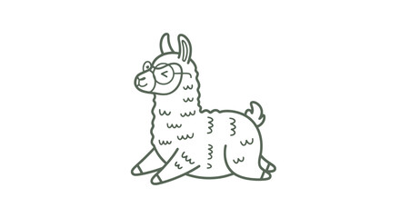 Simple Black and White Llama Illustration. © Batupa