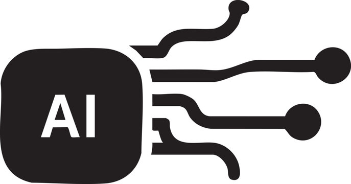 Artificial intelligence AI chip processing icon with artificial