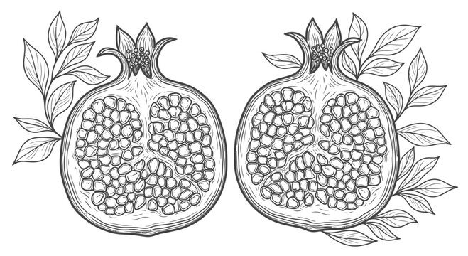 Hand Drawn Pomegranate Fruit Illustration