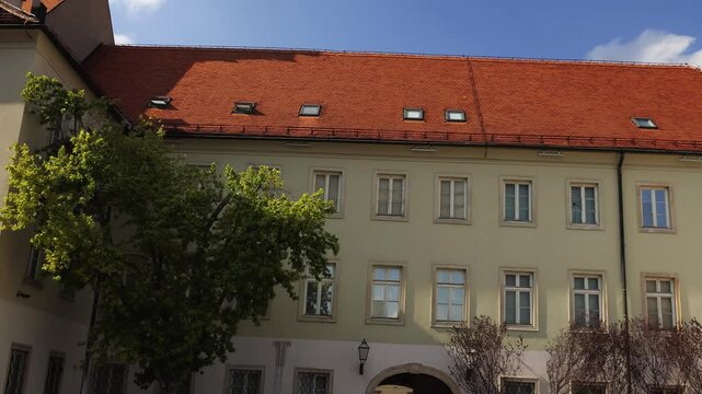 ZAGREB, CROATIA - JULY 12 2017: Church of St. Catherine. Panoramic View-Point of Zagreb City.