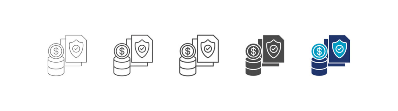 indemnity icon set consisting of multiple styles vector illustration. editable stroke