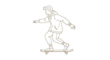 Fototapeta premium Man Riding Skateboard Illustration Simple Style.