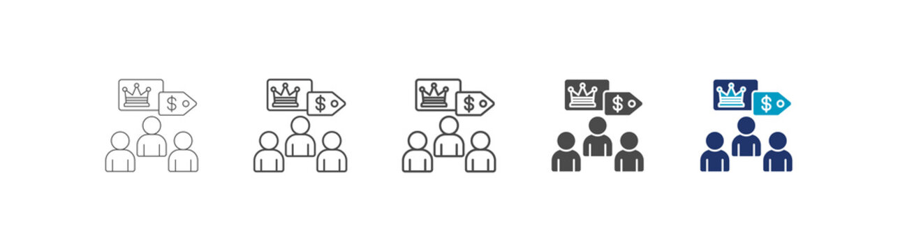 membership icon set consisting of multiple styles vector illustration. editable stroke