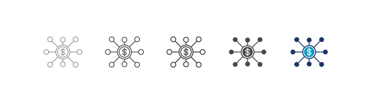 network icon set consisting of multiple styles vector illustration. editable stroke