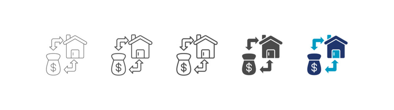 refinancing icon set consisting of multiple styles vector illustration. editable stroke