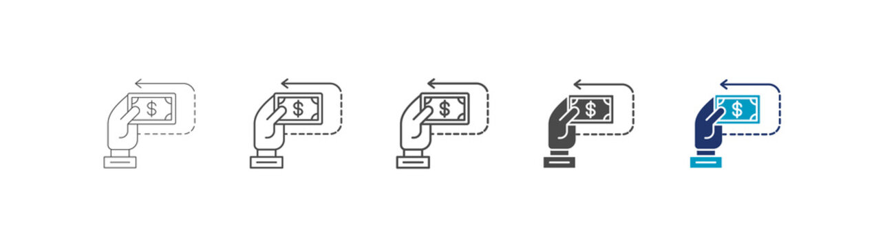repayment icon set consisting of multiple styles vector illustration. editable stroke