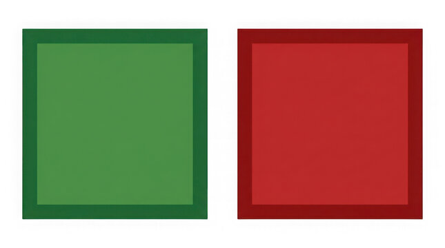 Solid green square next to solid red square on transparent grid background.