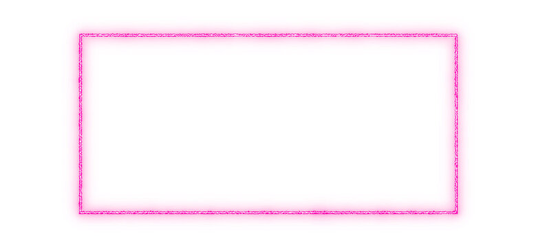 Abstract neon light effect. vibrant pink glowing rectangle frame, continuous illuminated line border. for synthwave retro club poster, gamer stream overlay. isolated cut out transparent png.
