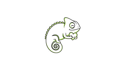 Simple Line Drawing of a Chameleon. © Busmarstd