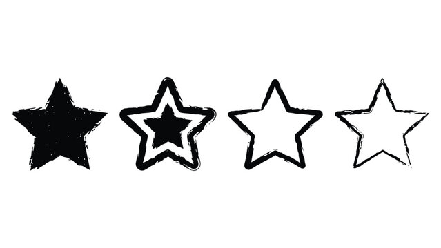 Hand Drawn Grunge Star Rating Clipart Vector for Review and Feedback Design