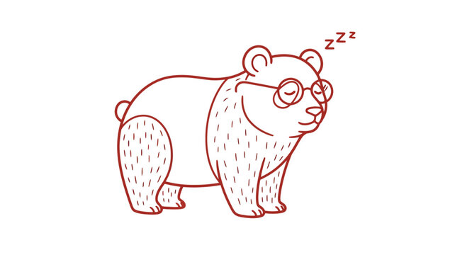 Sleeping Bear Cartoon Illustration.