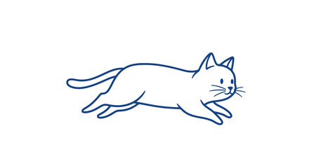 Simple Line Drawing of a Cat Running. © Busmarstd