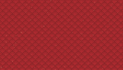 Festive seamless wave pattern on a chinese new year red background, perfect for lunar new year celebrations and festival designs. © mei