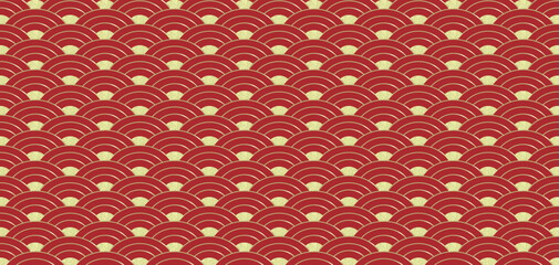 Luxury chinese new year background with gold wave pattern on a red background, perfect for lunar new year celebrations and festive designs. © mei