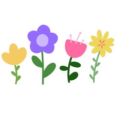 Obraz premium Simple Colorful Flower Collection in Minimal Flat Style