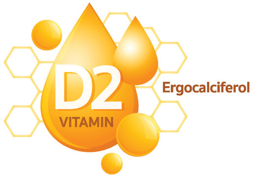 Vitamin D2 Ergocalciferol Molecule Vector Illustration with Droplets